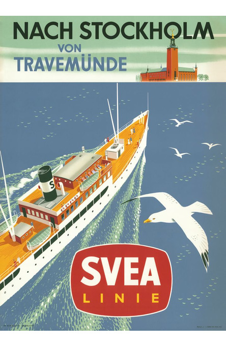 Nach Stockholm von Travemünde, Affisch 50 x 70cm