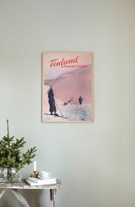 Finland for wintersports in Pink, Juliste 50×70