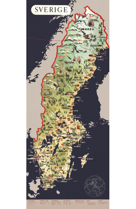 Sweden Map, Original size poster