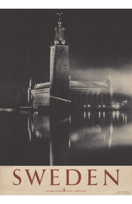 Stockholm City Hall by Night, Poster 50 x 70 cm