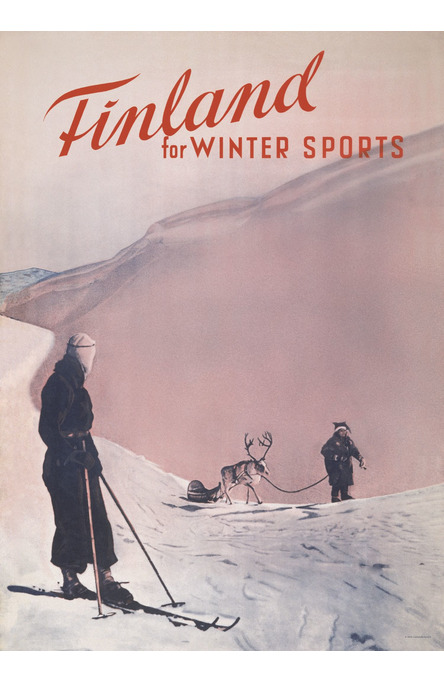 Finland for wintersports in Pink, Juliste 50×70