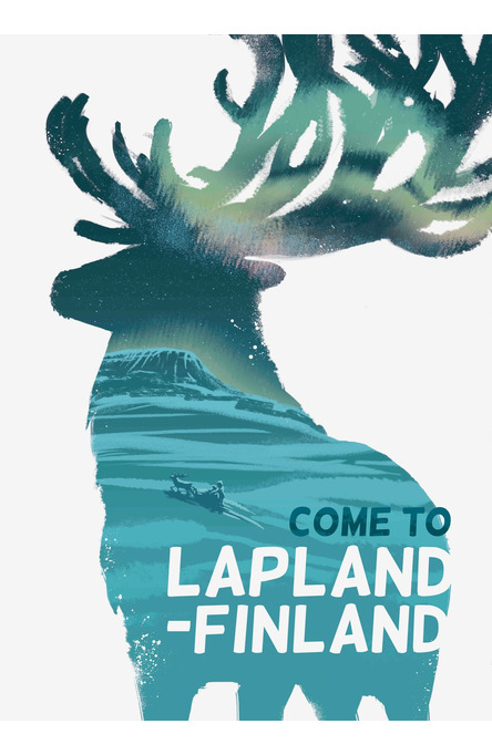 Lapland Reindeer by Jenni Hänninen, Poster 50×70 cm