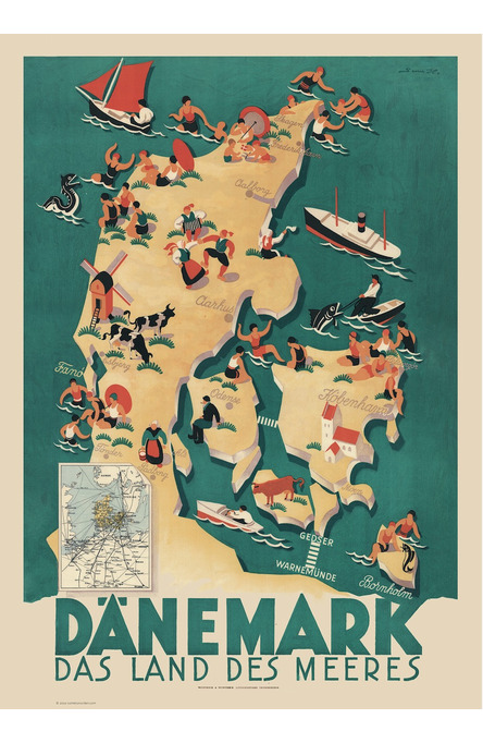 Dänemark, Vintage Poster 50 x 70 cm