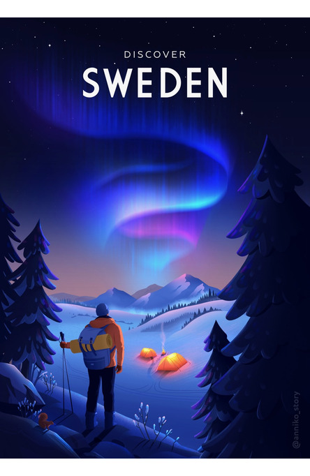 Discover Sweden by Anna Kuptsova, Poster 50 x 70 cm