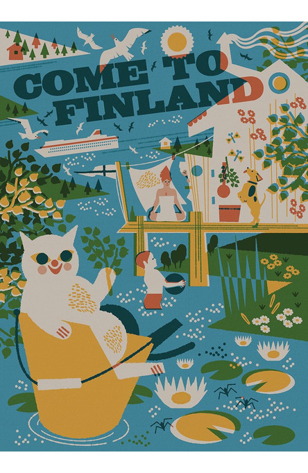 Summer in Sauna by Christina Hägerfors, Affisch 50×70 cm