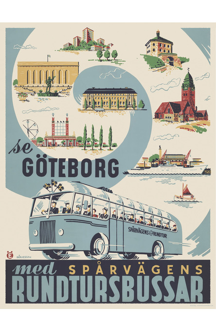 Se Göteborg med rundtursbussar, Affisch 50×70 cm