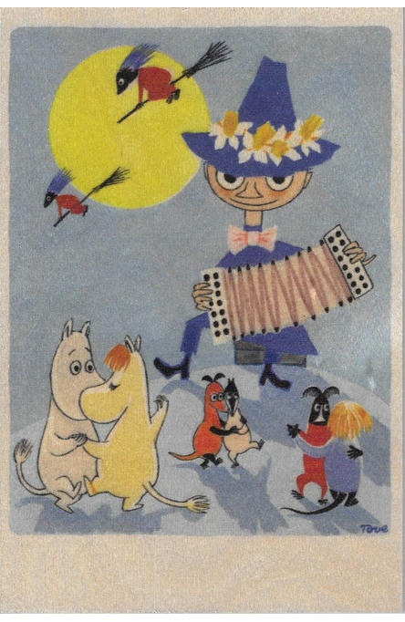 Moomin & witches, Wooden postcard