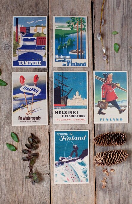 For winter sports, Wooden postcard