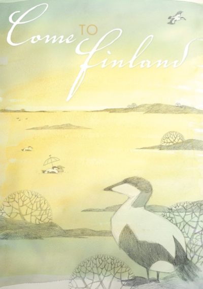 Postcard of Finland, birds swimming