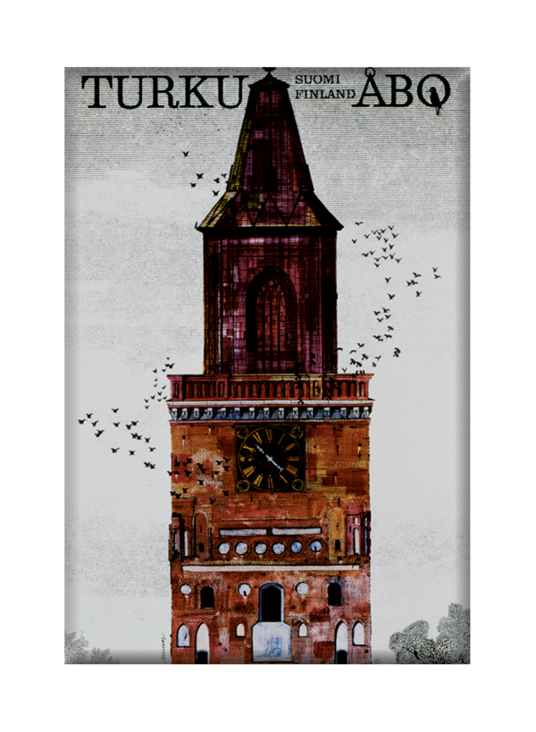 Finland travel poster named “Turku-Åbo by Erik Bruun” printed as a fridge magnet.