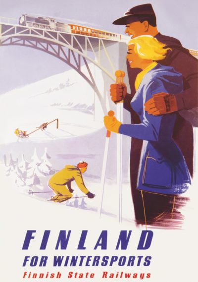 Finland for wintersports postcard