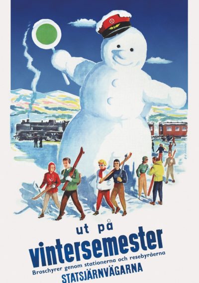 Postcard of a big snowman in Finland