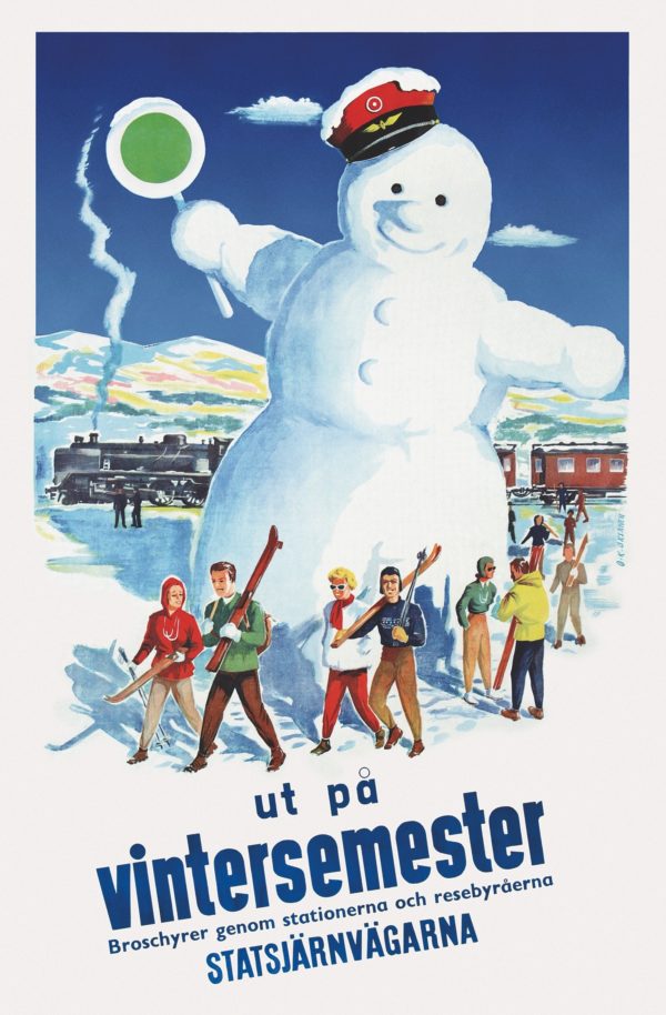 Postcard of a big snowman in Finland