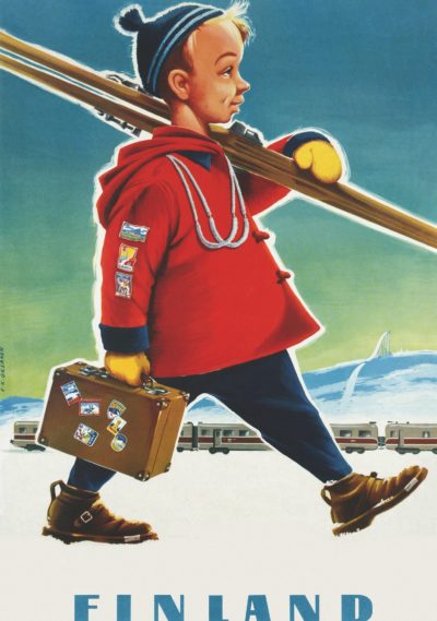 Postcard of Finland, the ski-boy