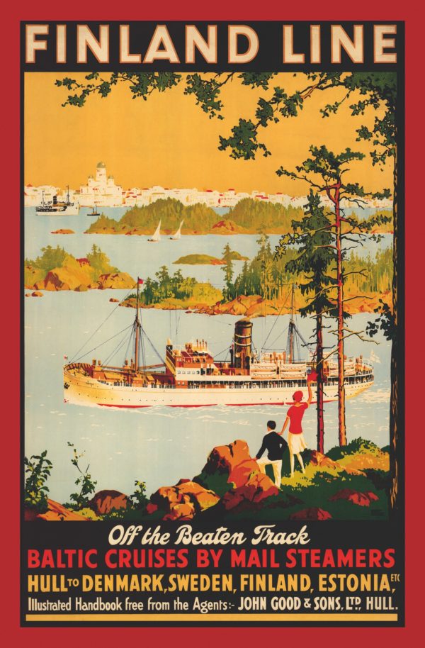 Suomalainen matkailujuliste nimeltään “Finland Line” postikorttina.