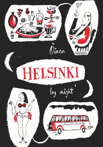 Helsinki by night postcard