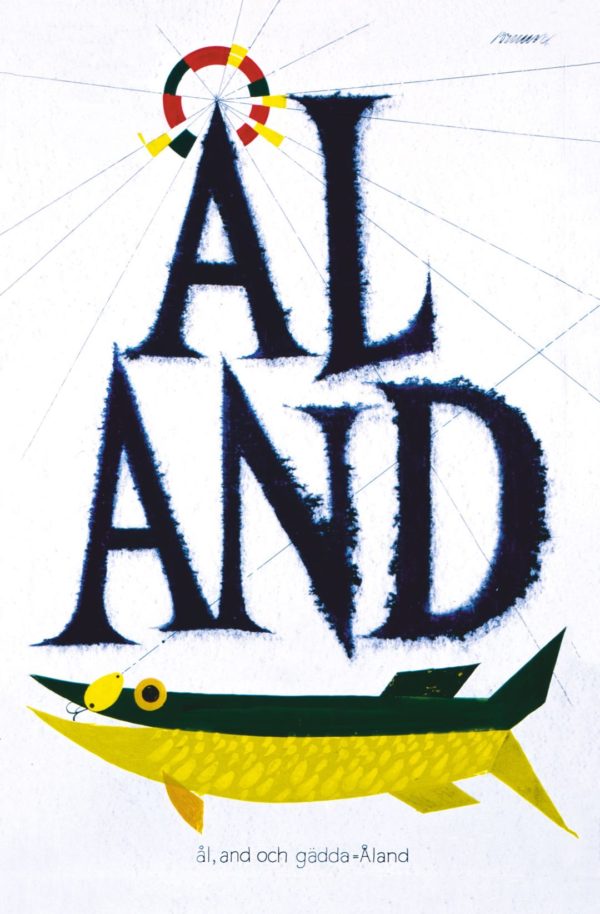 Suomalainen vintage matkailujuliste nimeltään “Åland by Erik Bruun”, koko: 50x70 cm