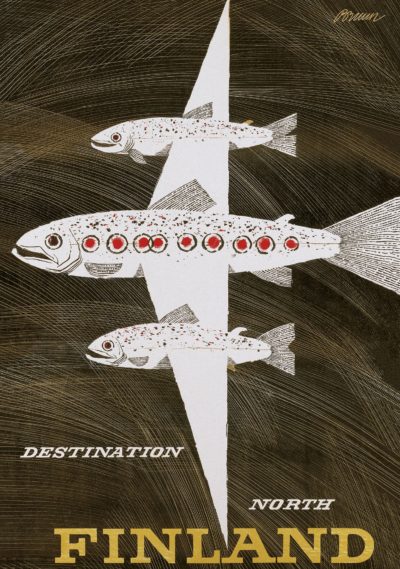 Poster of flying fish, destination north Finland