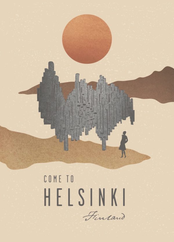 Suomalainen matkailujuliste nimeltään “Modern Helsinki by Henna Gaus”, koko: 50x70 cm