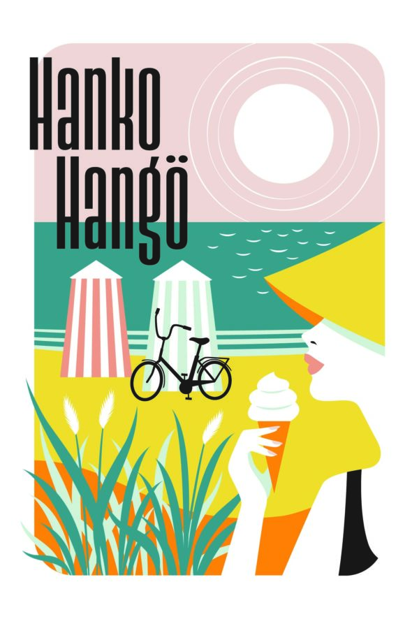 Finland travel poster named “Hanko – The Riviera of Finland by Fanny Törnqvist” printed as a postcard