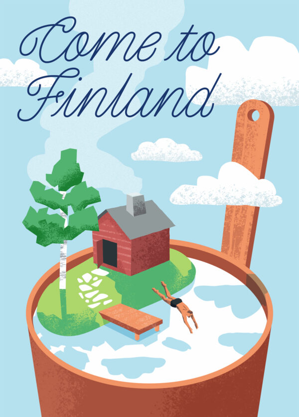 Finland affisch som heter “The Dip by Pekka Kurki”, i storlek 50x70 cm.