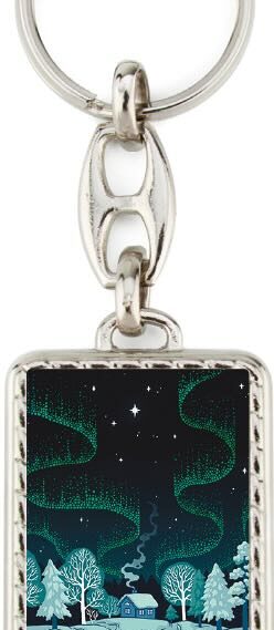 Northern Lights Over the Cottage, key-chain